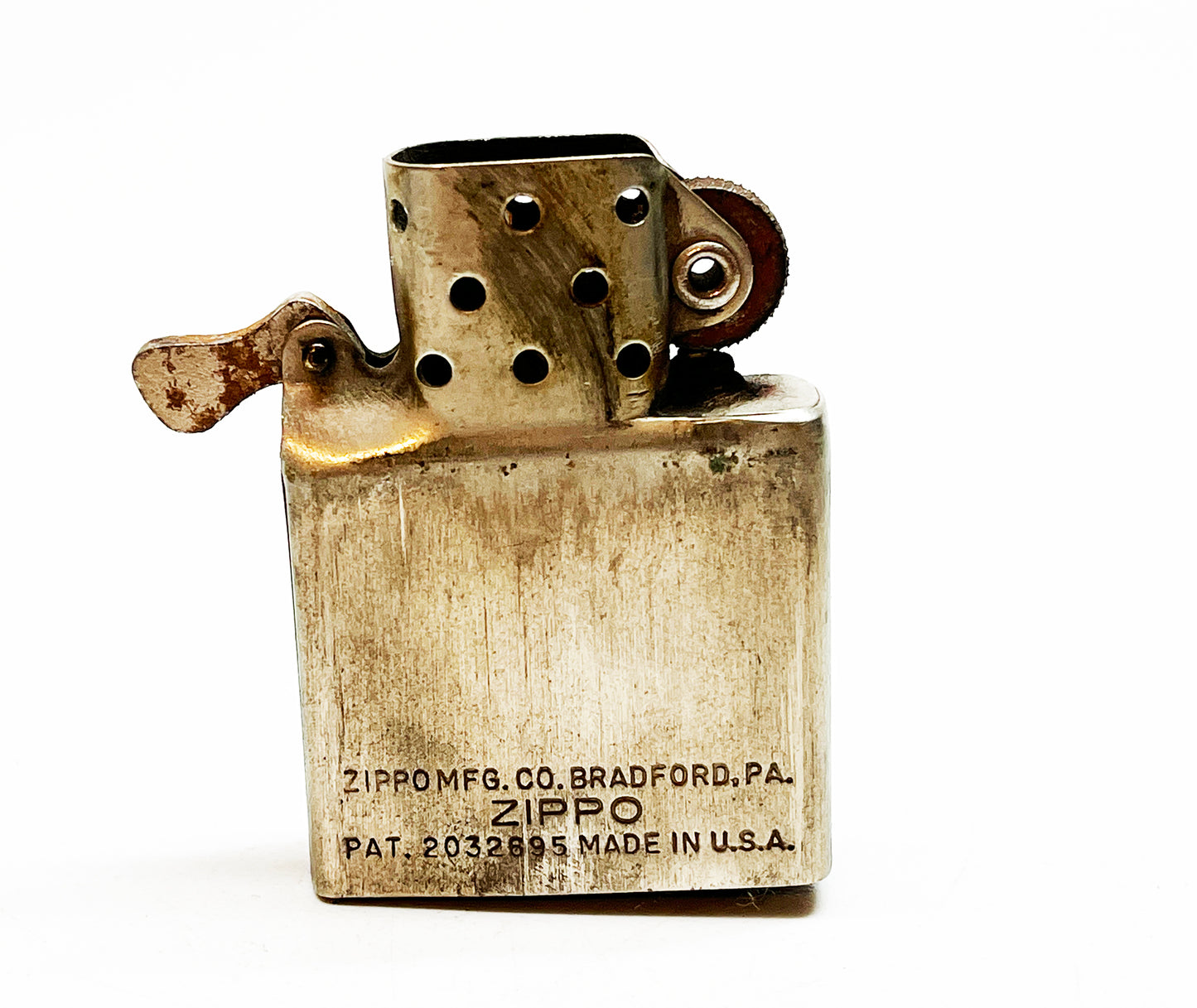 1946 Zippo Three-Barrel Hinge Lighter with Original Nickel Silver Insert