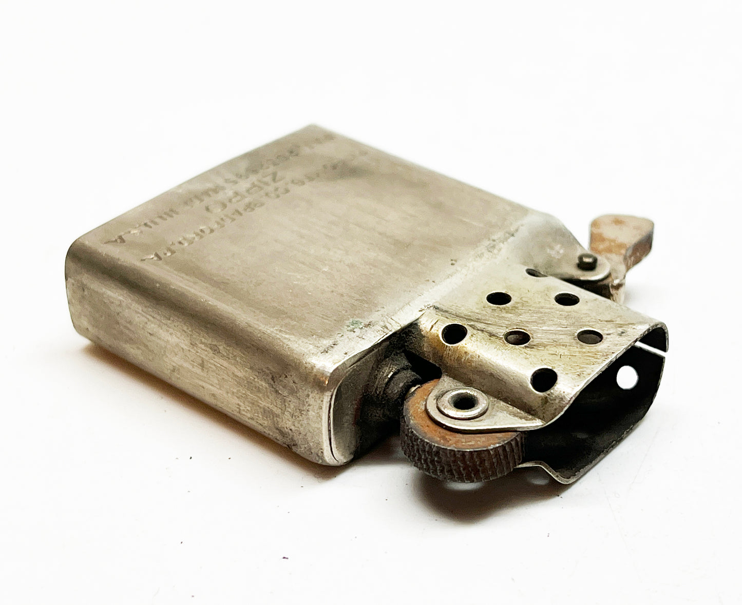 1946 Zippo Three-Barrel Hinge Lighter with Original Nickel Silver Insert