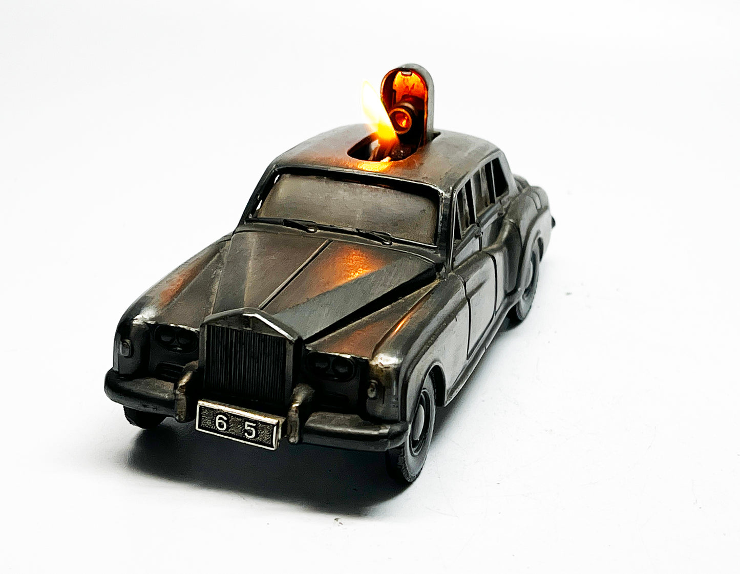 1960s Semi Automatic Push Button Rolls Royce Cloud Luxury Car Table Lighter