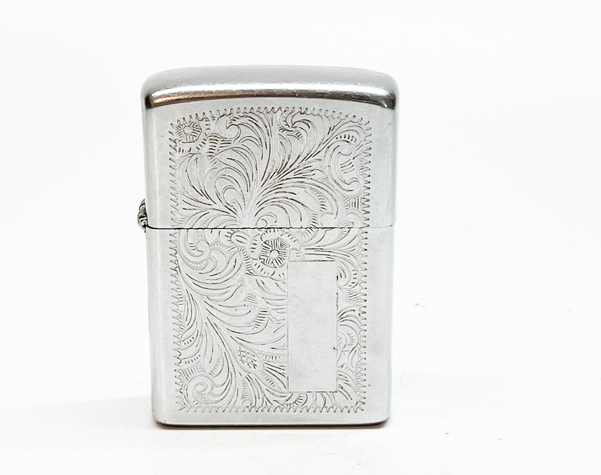 1971 Zippo Vintage Flip Top Lighter With Floral Scrollwork Design