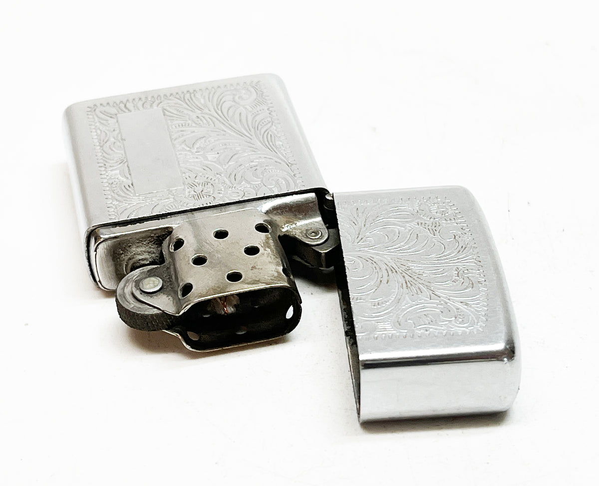 1971 Zippo Vintage Flip Top Lighter With Floral Scrollwork Design
