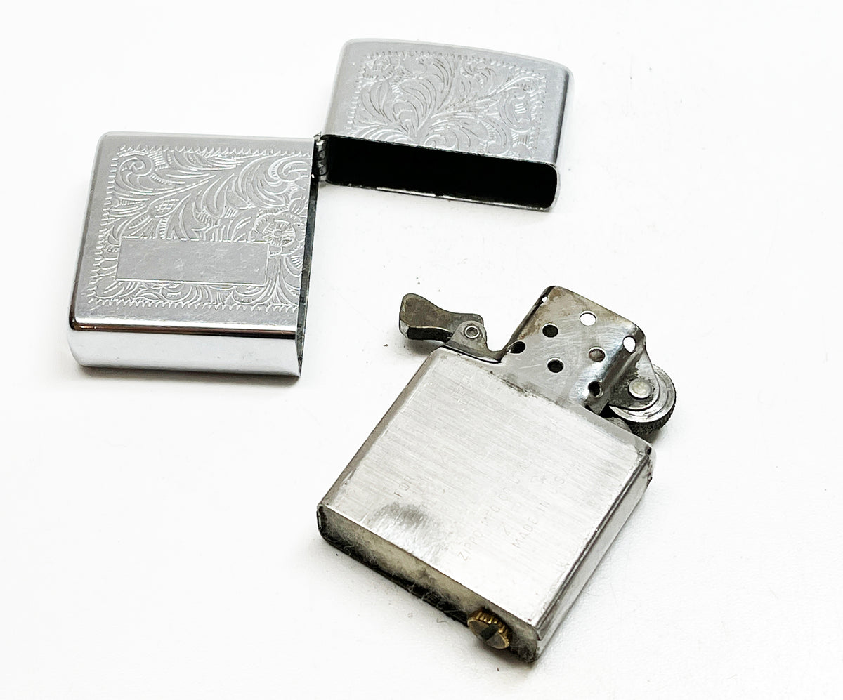 1971 Zippo Vintage Flip Top Lighter With Floral Scrollwork Design