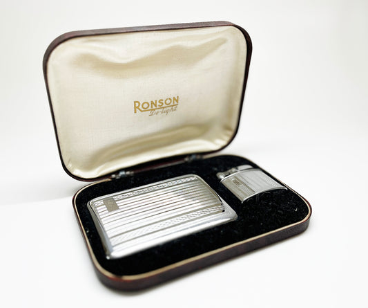 1929-1930 Ronson De-Light Lighter and Cigarette Case Set