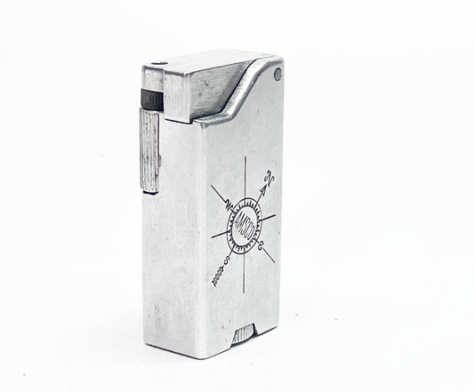 1940s Aero Lite Amsco Advertising Aluminum Block Lighter with Compass Engraving