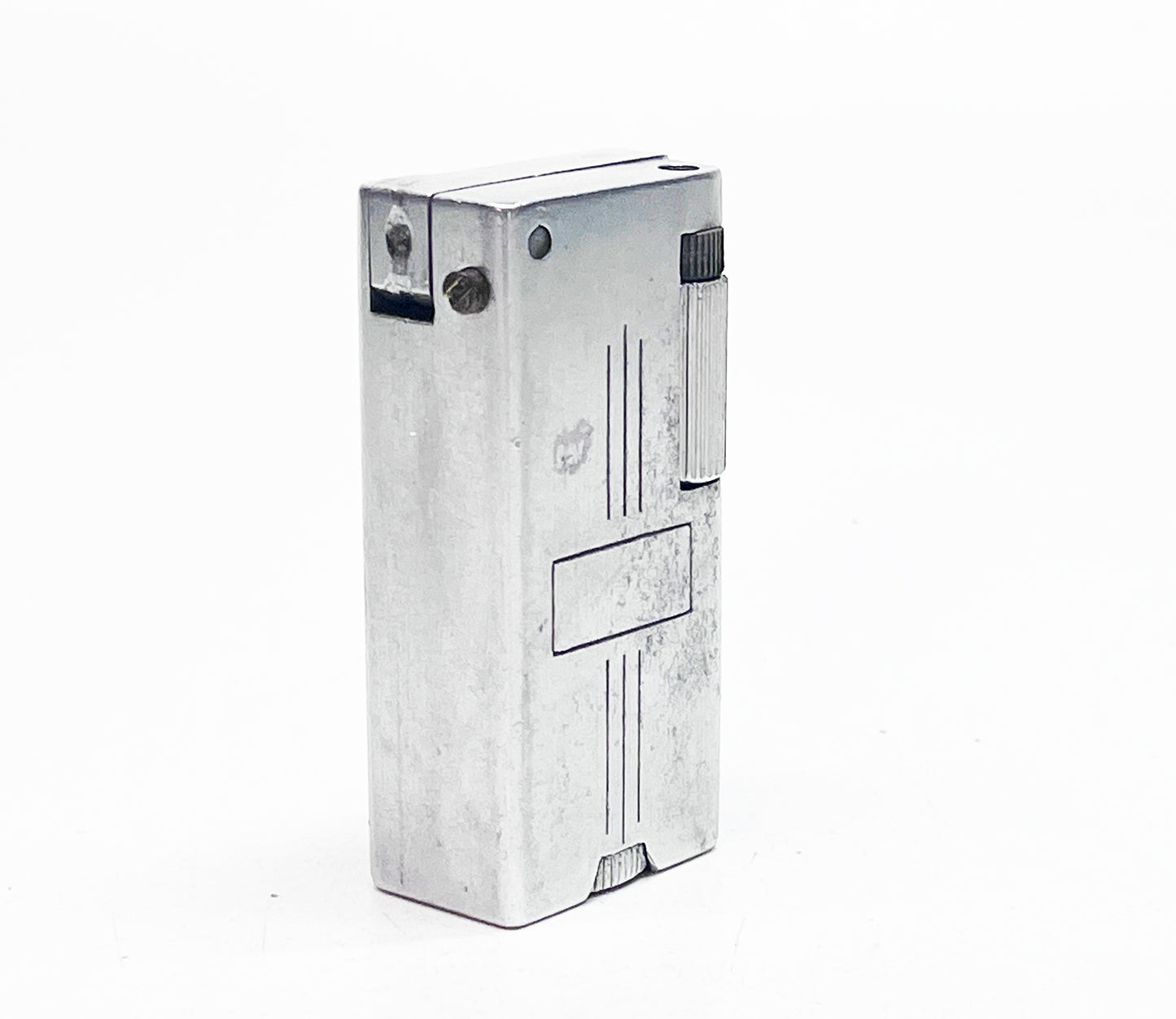 1940s Aero Lite Amsco Advertising Aluminum Block Lighter with Compass Engraving
