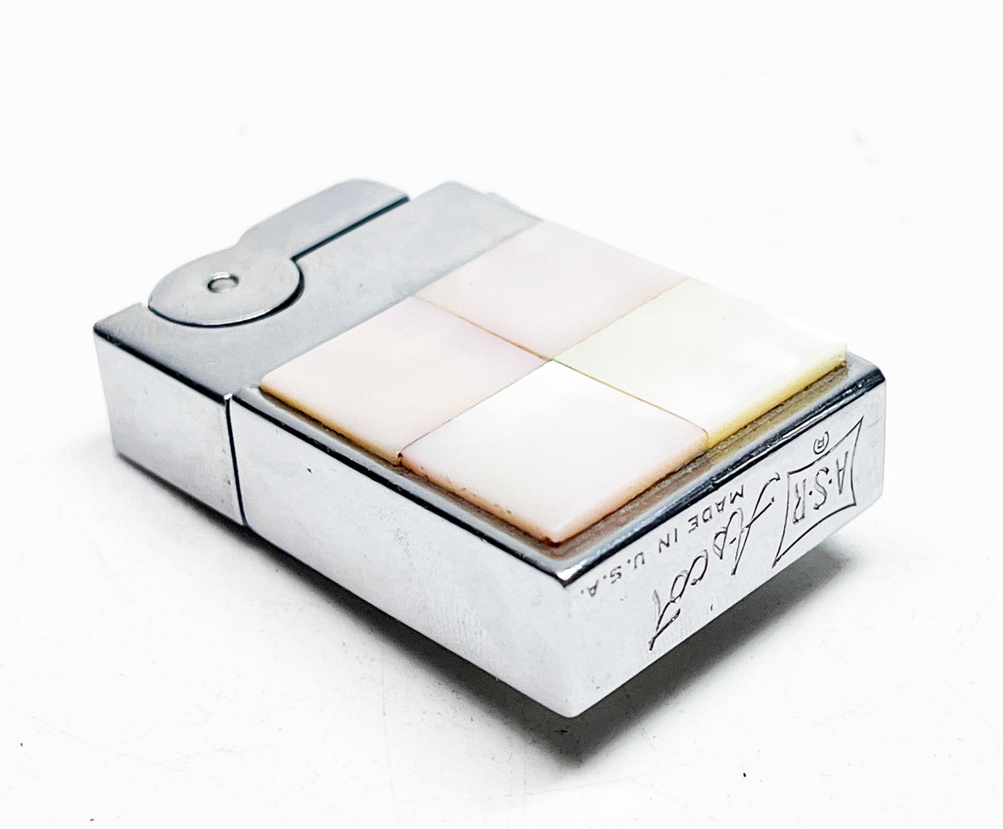 1940s Ascot ASR Semi-Automatic Mother of Pearl Emerald Lighter