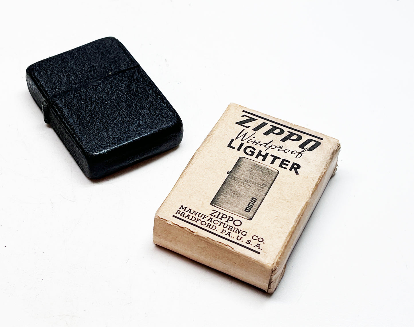 Rare 1943-1945 Black Crackle WWII Zippo with Original Box