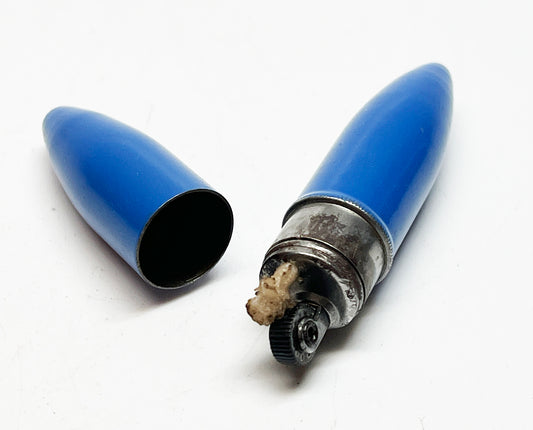 Working Blue Enamel Lipstick Vintage 1940s Lighter