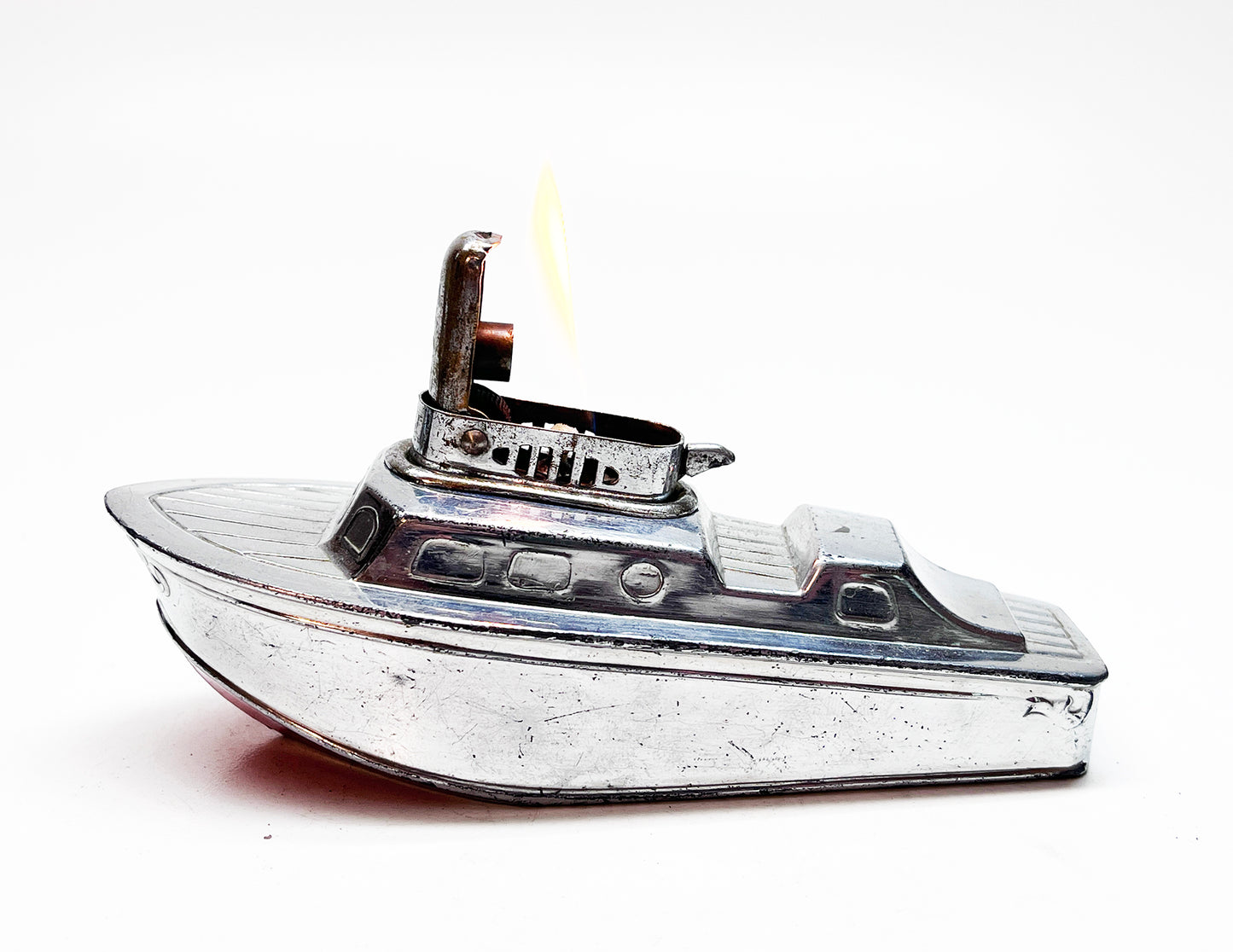 1950s Motor Boat Shaped Occupied Semi Automatic Japan Lighter
