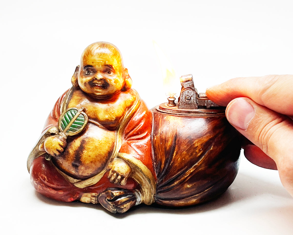 1950s Sitting Buddha Figural Table Vintage Lighter