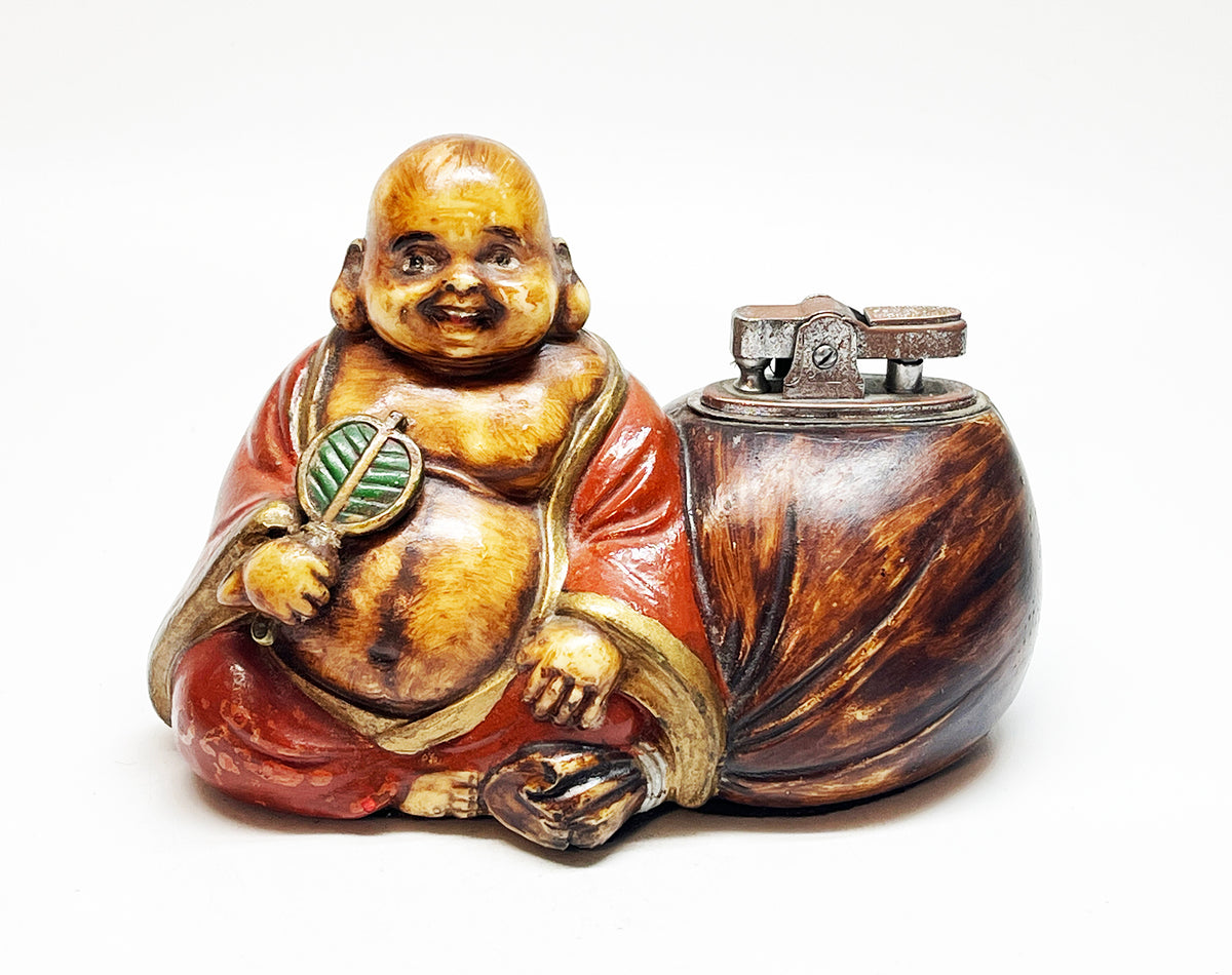 1950s Sitting Buddha Figural Table Vintage Lighter