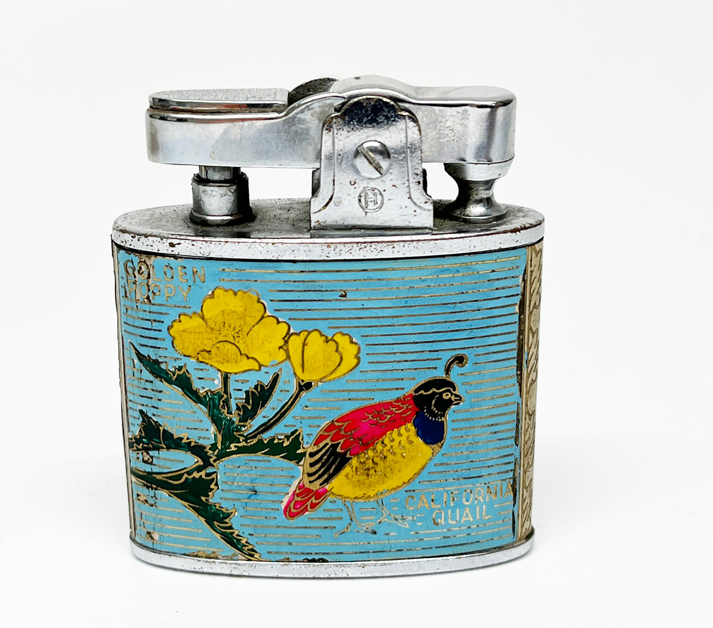Working 1950s California State Souvenir Enameled Lighter