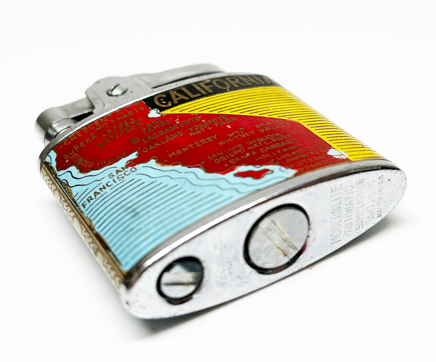 Working 1950s California State Souvenir Enameled Lighter
