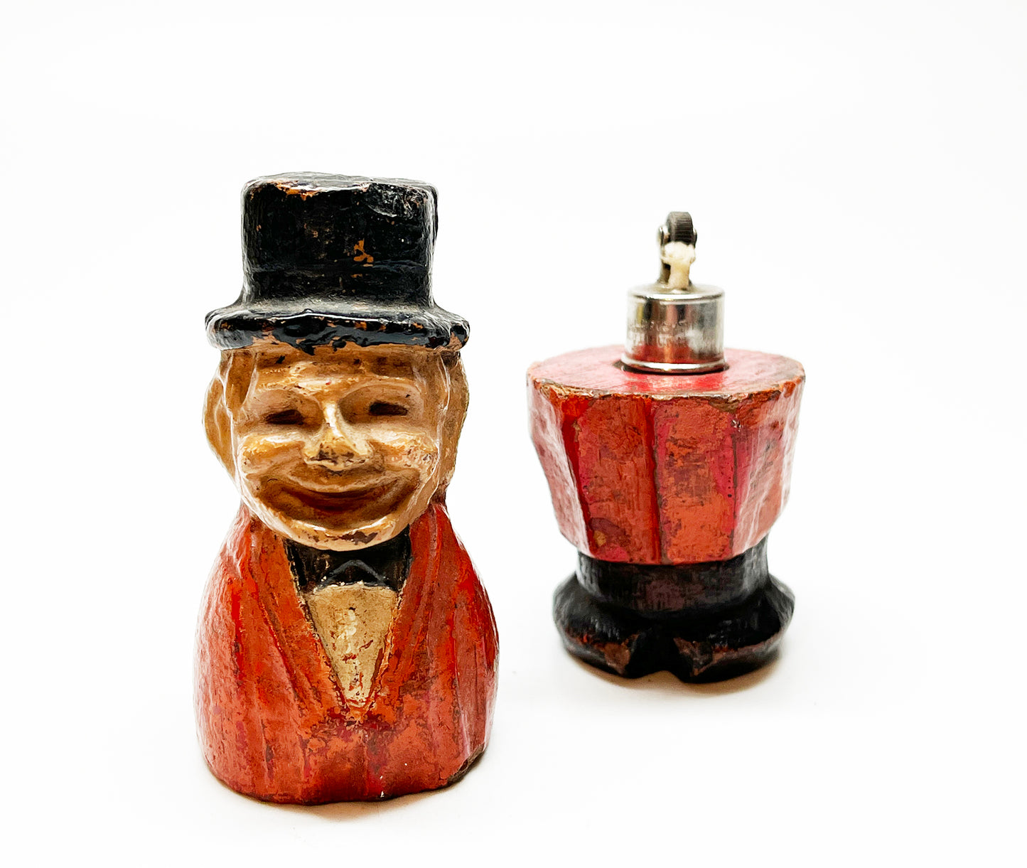 1940s Carved Wooden Old Man Figural Lighter