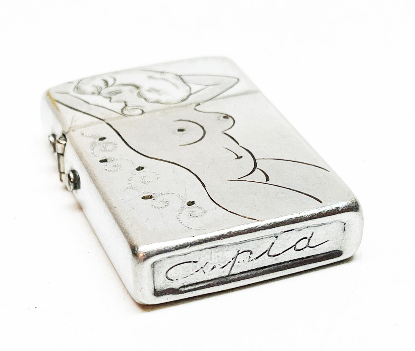 1960s Cupid Brand Pinup Engraved Mini Lighter