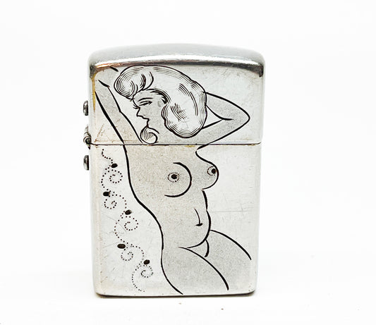 1960s Cupid Brand Pinup Engraved Mini Lighter
