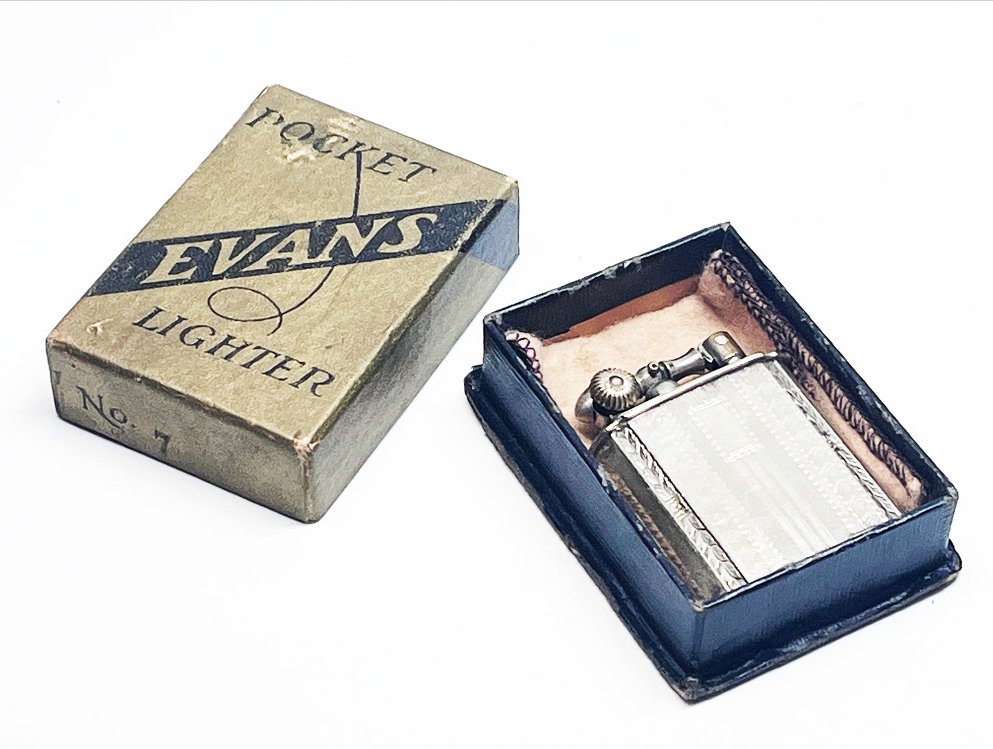 1920s Evans Lift Arm Lighter with Original Box and Felt Pouch