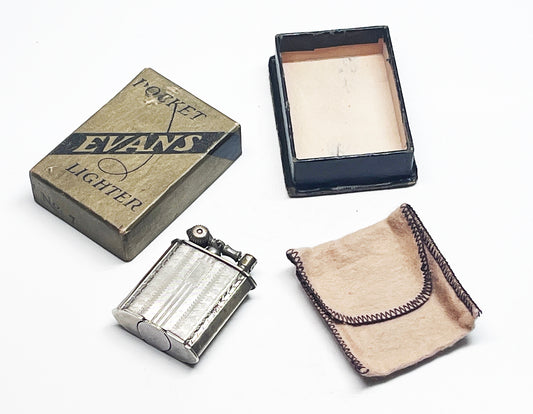 1920s Evans Lift Arm Lighter with Original Box and Felt Pouch