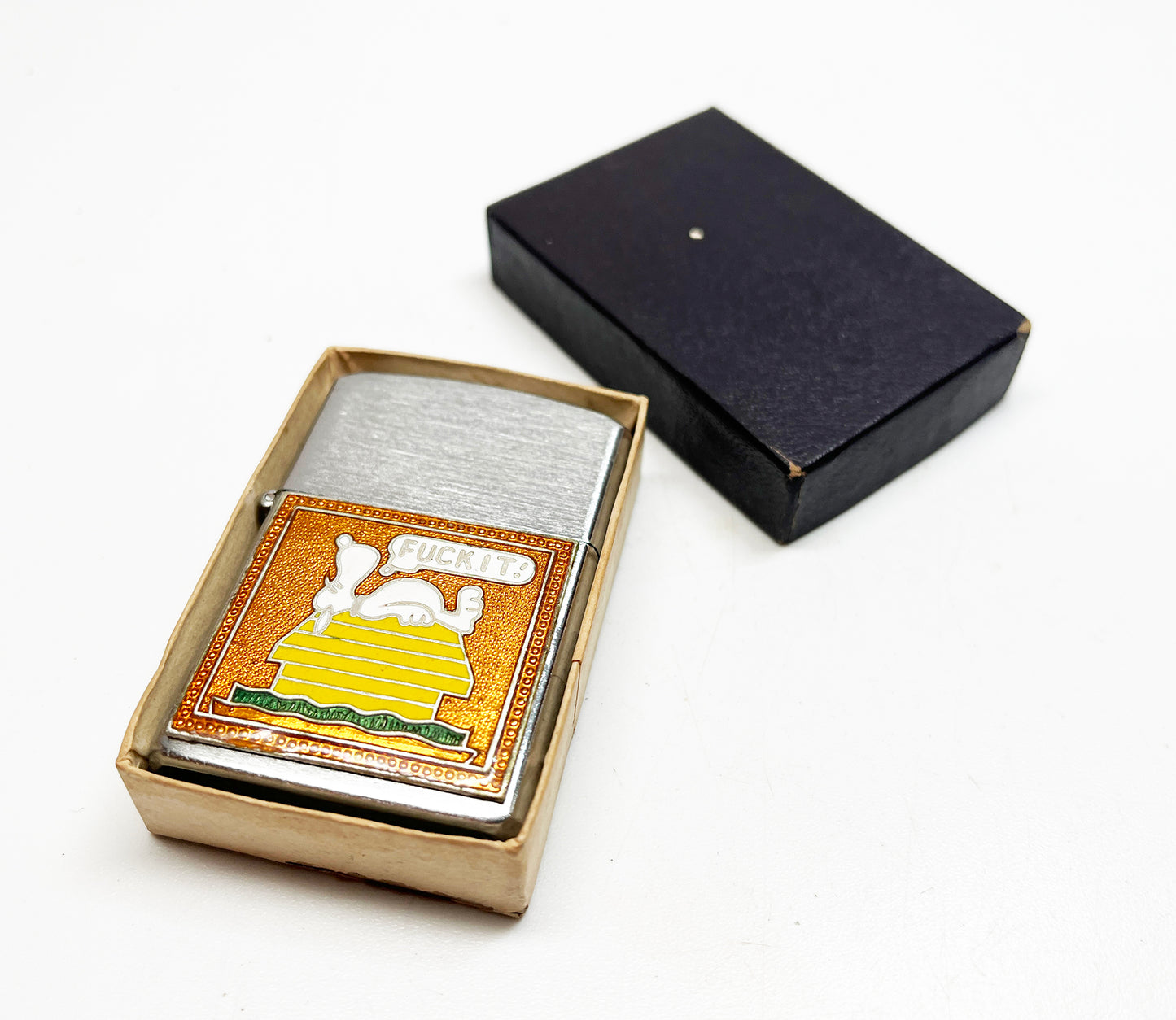 1960s Snoopy "Fuck It" Vietnam Era Flip Top Lighter in Original Box