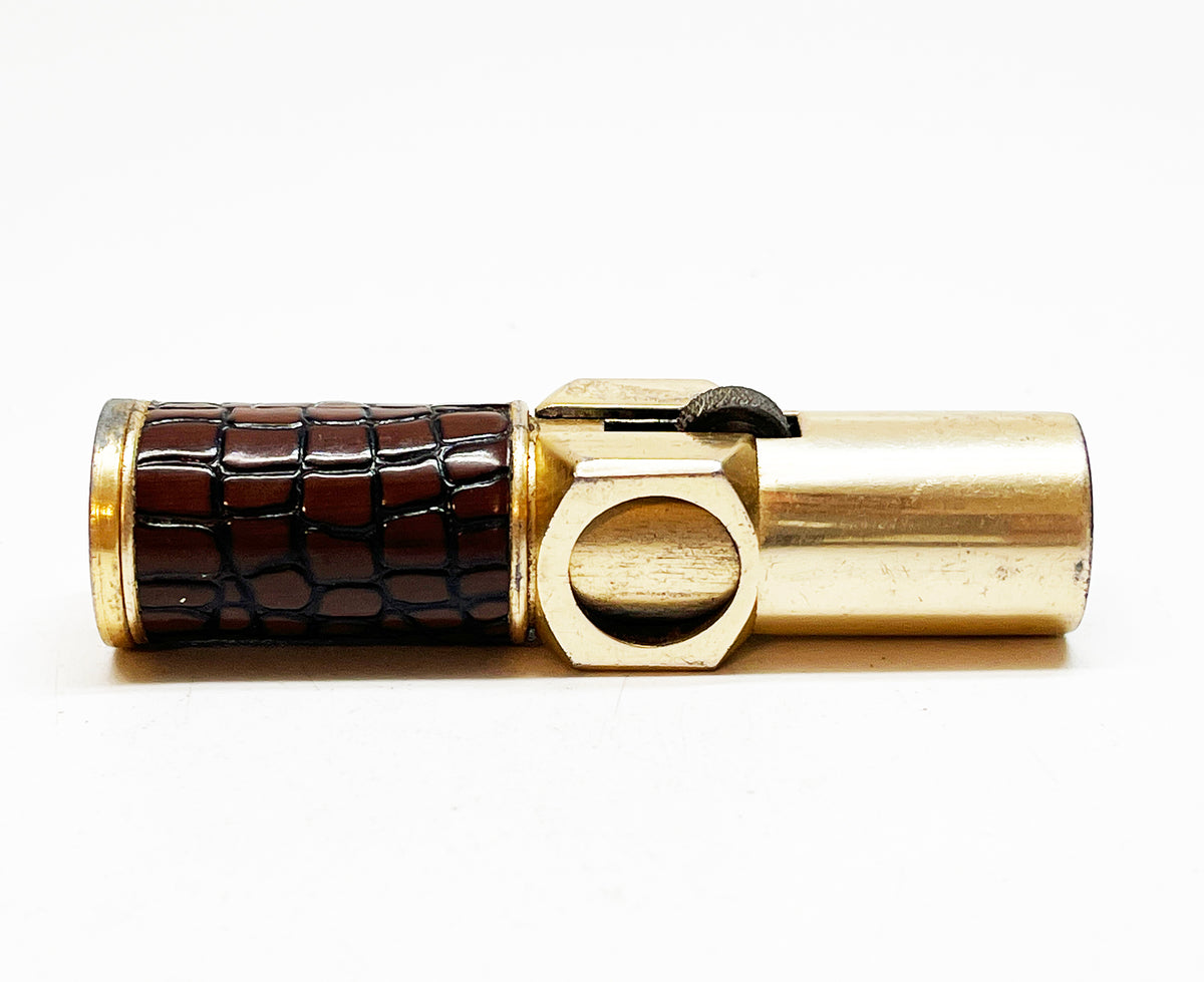 1950s Leather-Wrapped Gold-Toned Nimrod Pipelighter