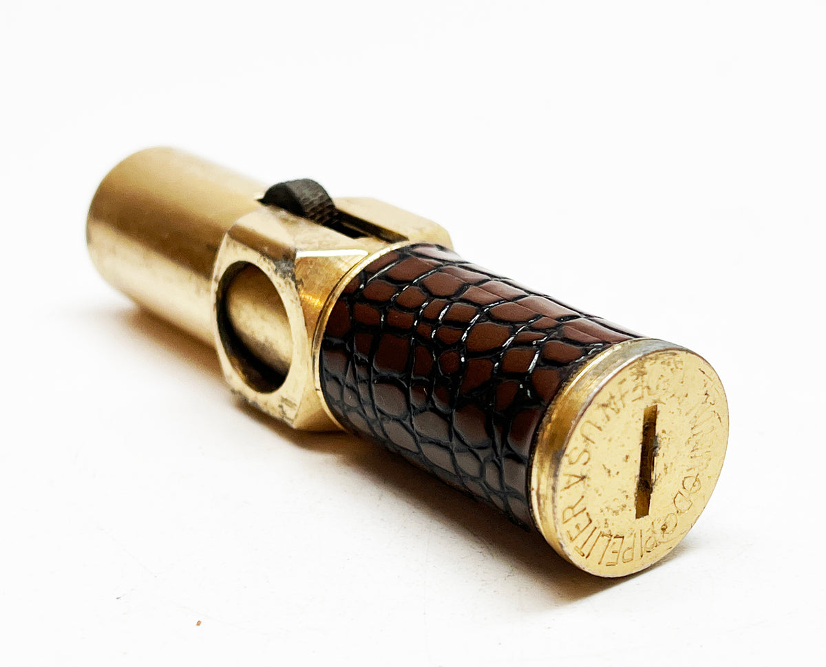 1950s Leather-Wrapped Gold-Toned Nimrod Pipelighter