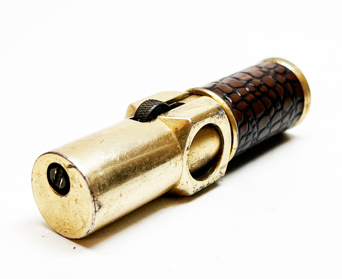1950s Leather-Wrapped Gold-Toned Nimrod Pipelighter