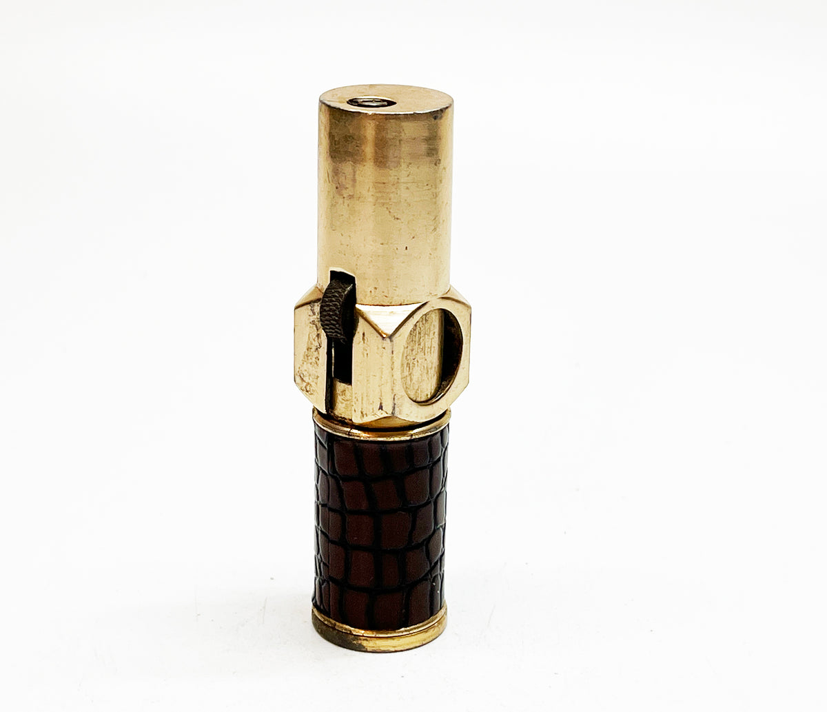 1950s Leather-Wrapped Gold-Toned Nimrod Pipelighter