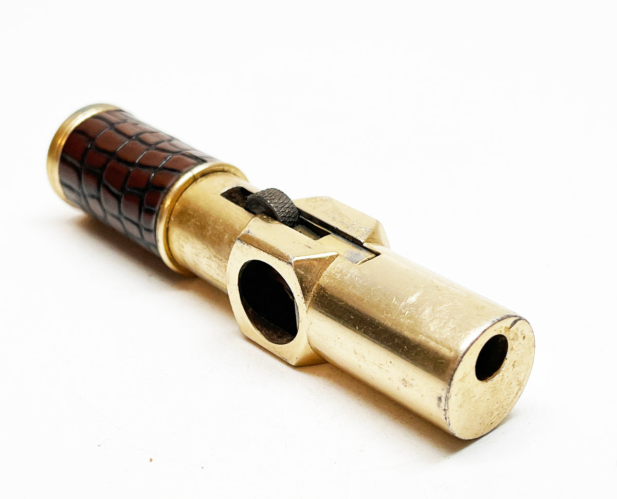 1950s Leather-Wrapped Gold-Toned Nimrod Pipelighter