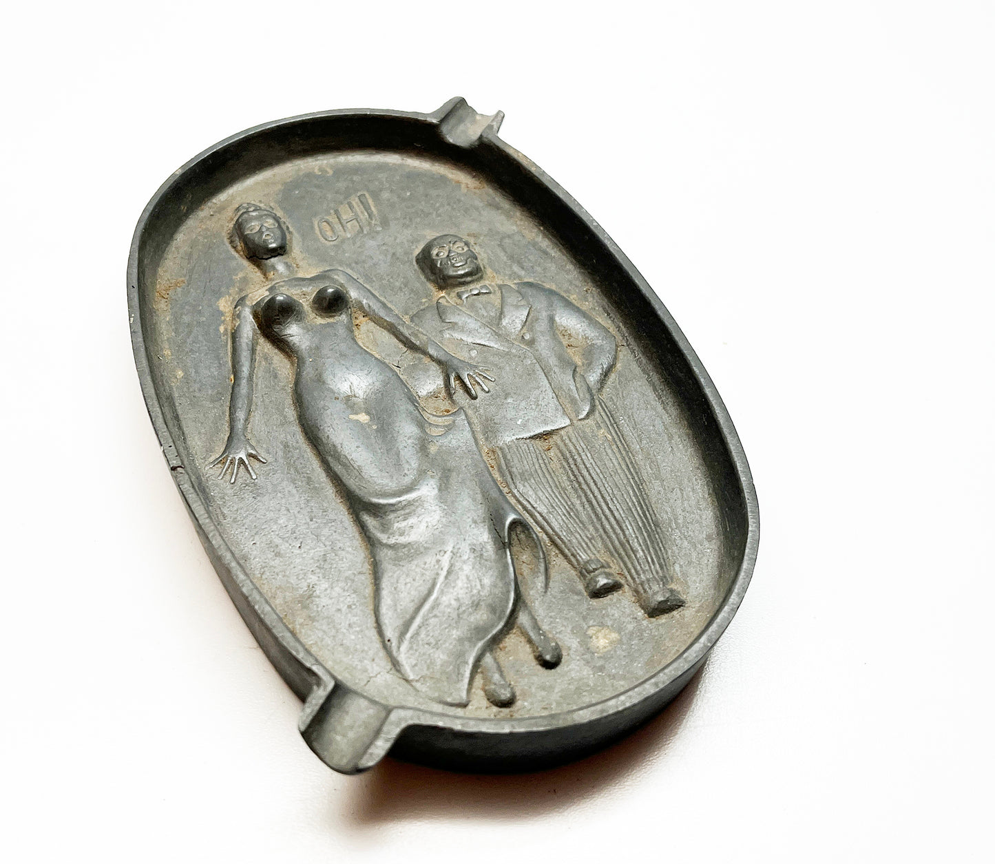 1940s Risque Man Woman Cast Iron Ashtray