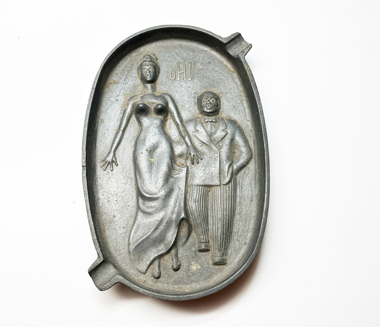 1940s Risque Man Woman Cast Iron Ashtray
