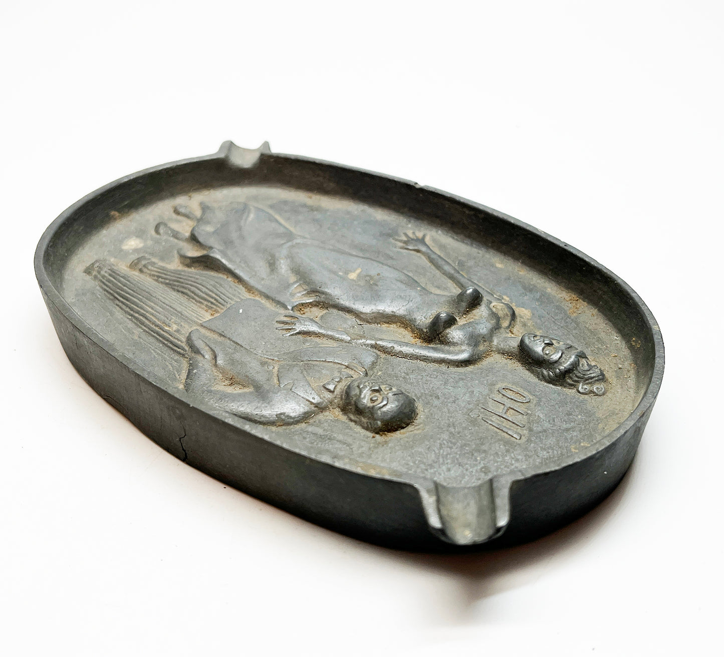 1940s Risque Man Woman Cast Iron Ashtray