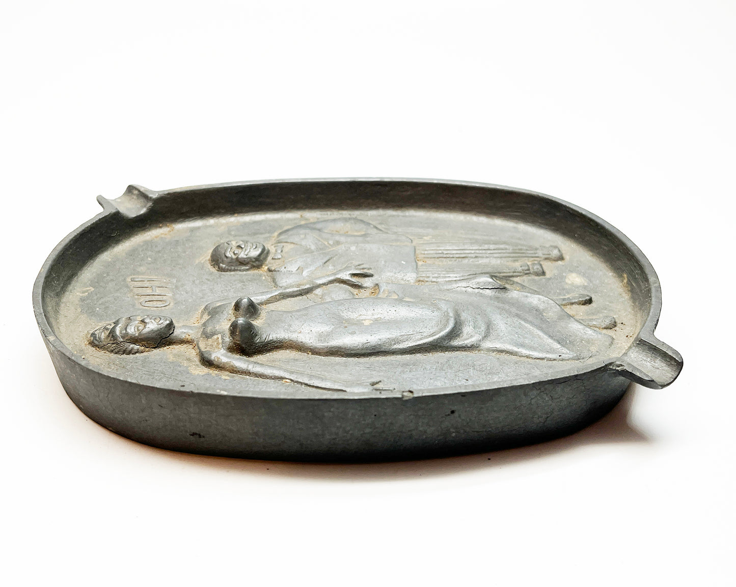 1940s Risque Man Woman Cast Iron Ashtray