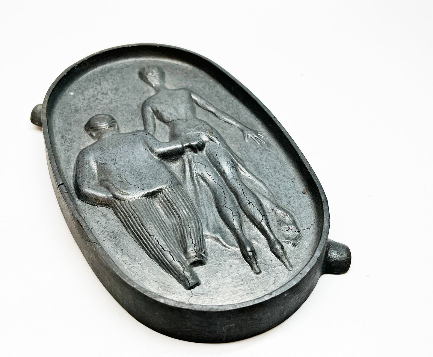 1940s Risque Man Woman Cast Iron Ashtray