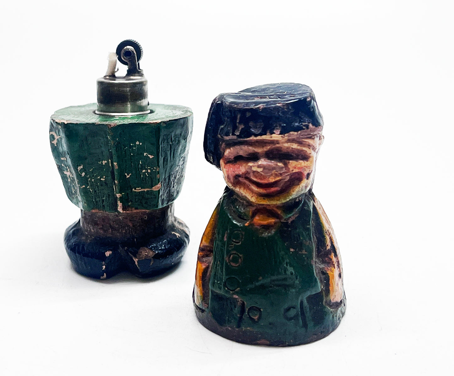 1940s Carved Wooden Old Man Black Forest Lighter