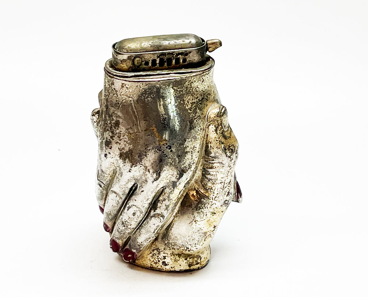 1950s Intertwined Hands Figural MIOJ Japanese Table Lighter