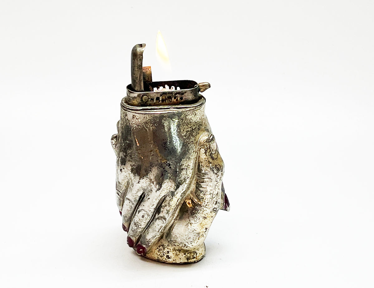 1950s Intertwined Hands Figural MIOJ Japanese Table Lighter