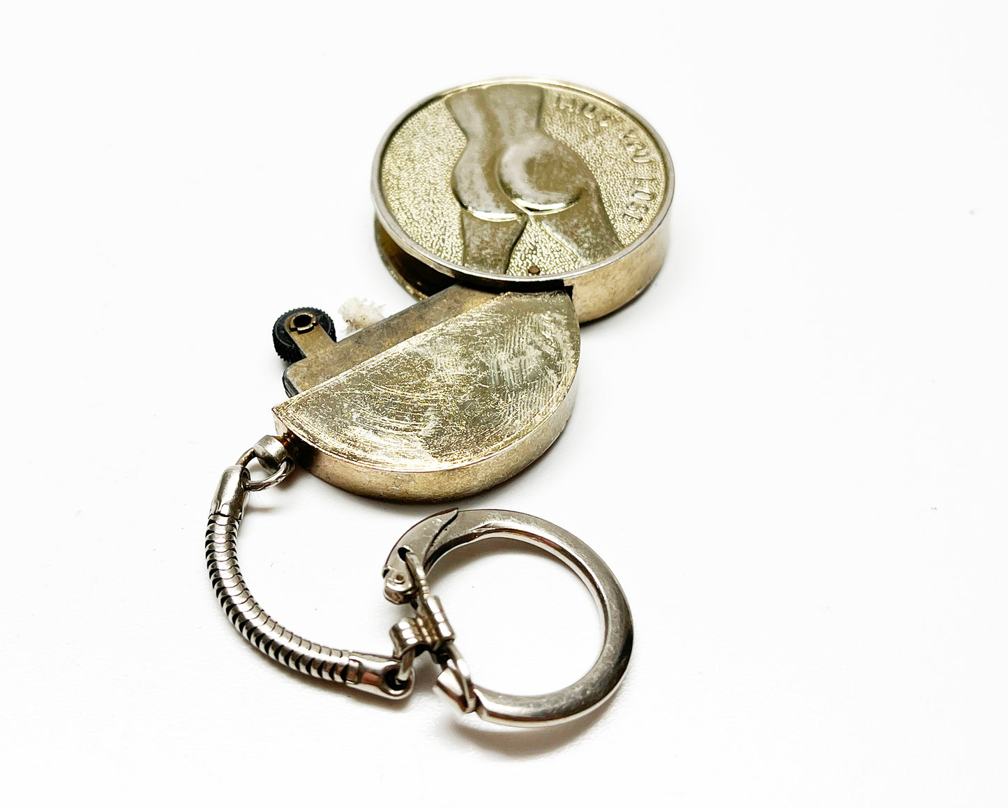 1950s "Heads I Win, Tales You Lose" Risqué Working Coin Shaped Keychain Lighter