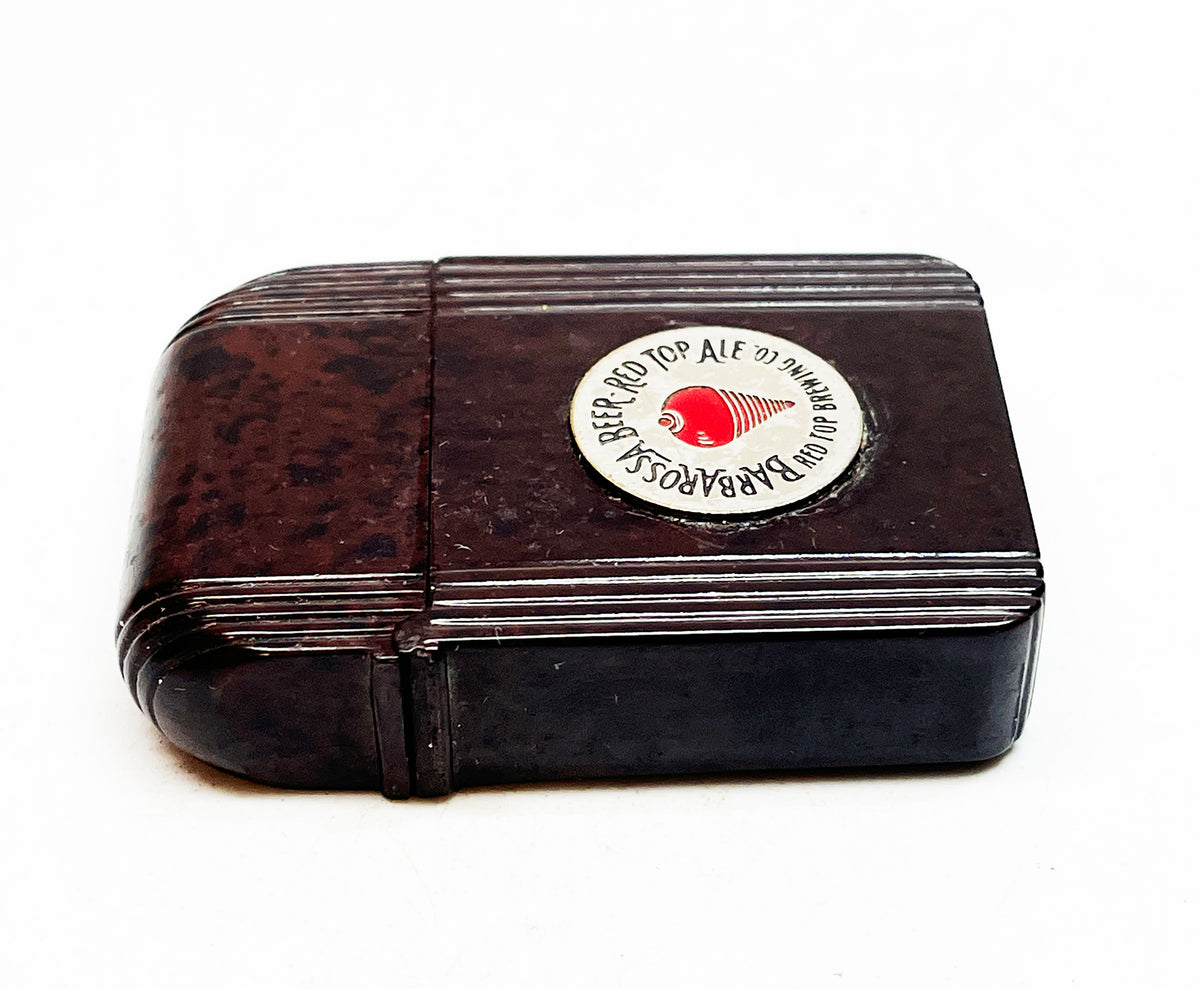 1940s Bakelite Hurricane Bakelite Windproof Red Top Brewing Advertising Lighter