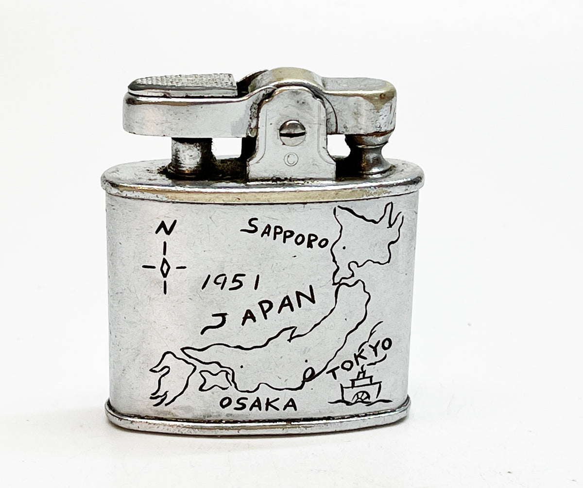 1951 Ronson Standard Hand-Engraved Japanese Map Lighter
