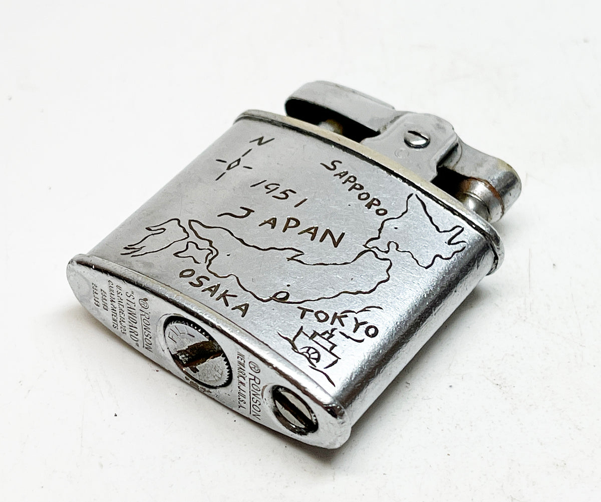 1951 Ronson Standard Hand-Engraved Japanese Map Lighter