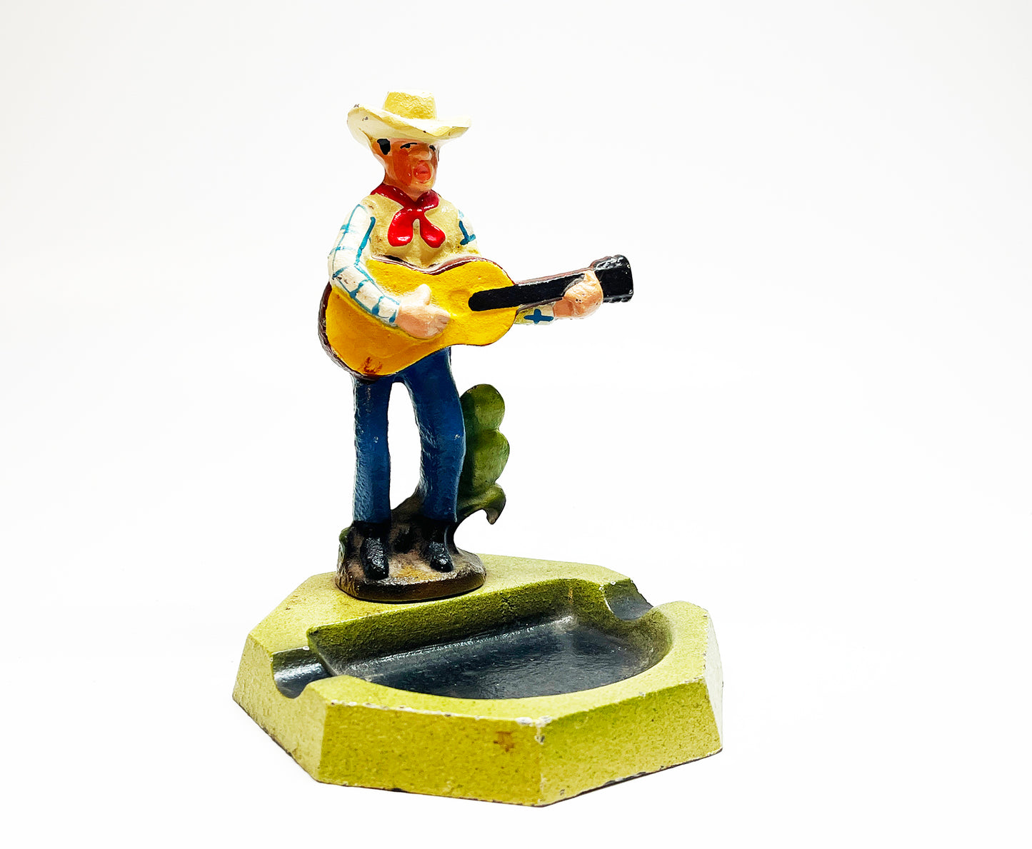 1940s Guitar Cowboy Cast Iron Ashtray