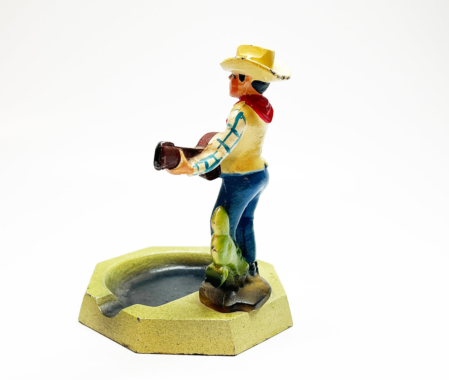 1940s Guitar Cowboy Cast Iron Ashtray