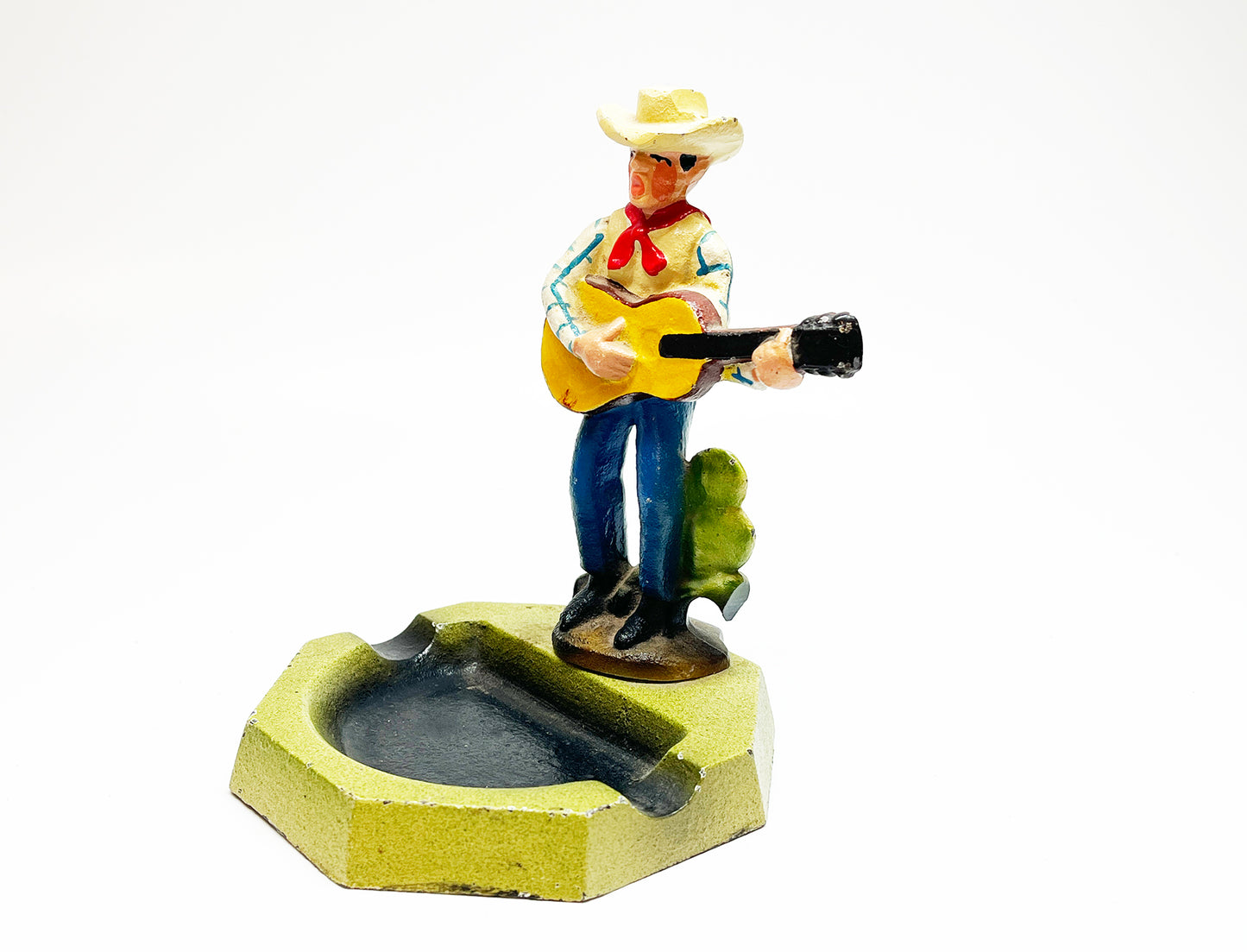 1940s Guitar Cowboy Cast Iron Ashtray