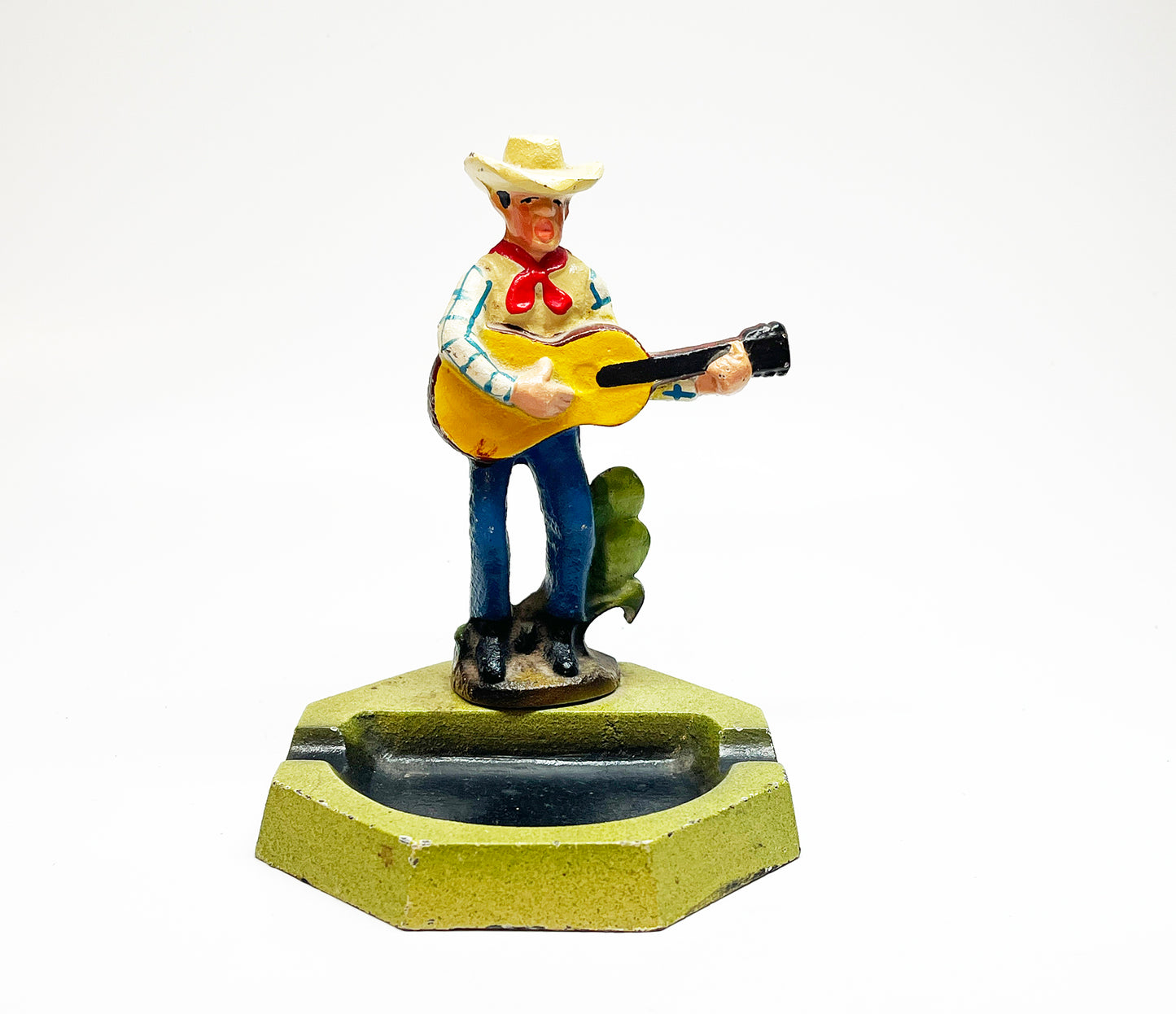 1940s Guitar Cowboy Cast Iron Ashtray