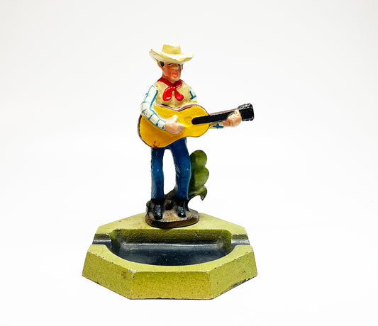 1940s Guitar Cowboy Cast Iron Ashtray