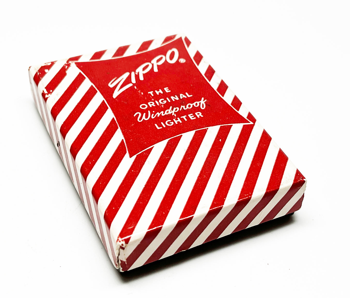 1958 Kroger Supermarkets Advertising Zippo Lighter in Candy Stripe Box