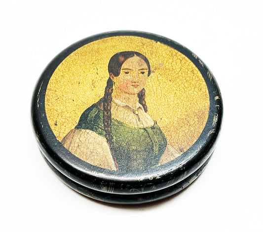 Handpainted Victorian Paper Mache Snuff Box