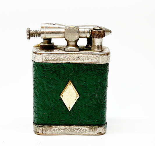 1940s Lift Arm Faux Green Leather Lighter