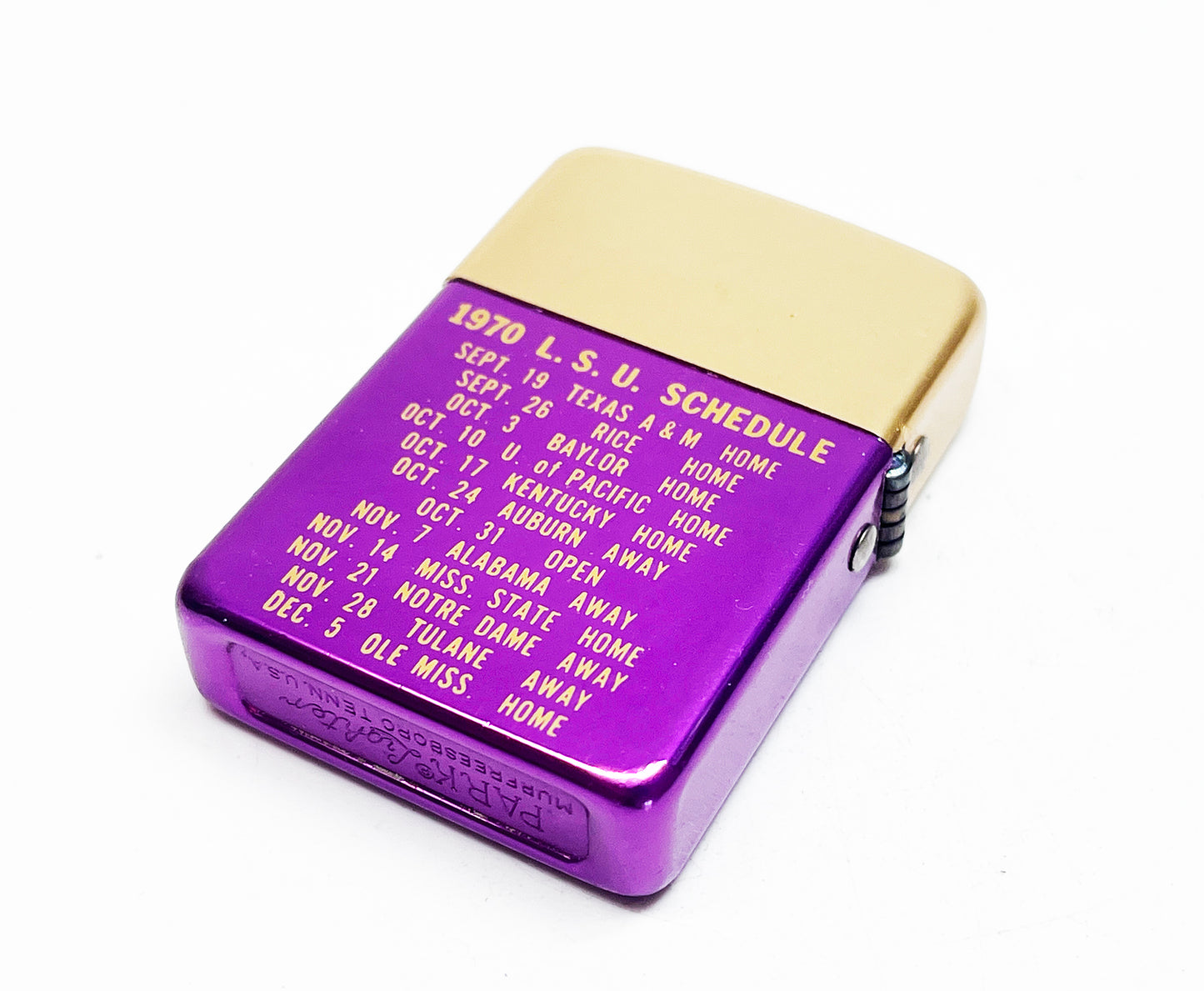 1970 LSU Louisiana State Football Schedule Park Lighter