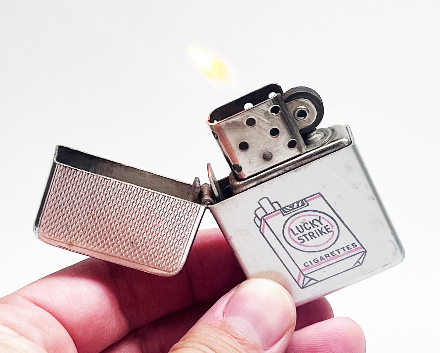 1960s Vintage Lucky Strike Advertising Flip Top Lighter